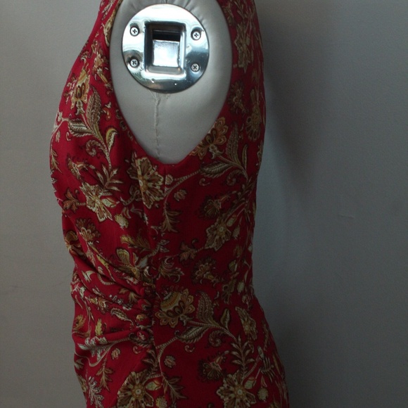 1990's Red and Gold David Warren Wrap Style Dress - Picture 2 of 6